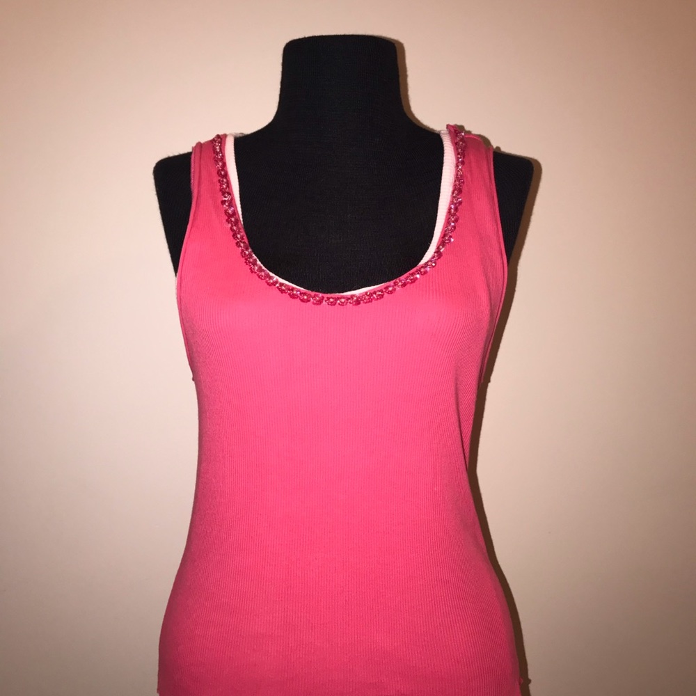 DNA Couture beaded neckline 2tone layered tank